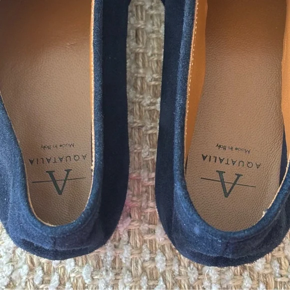 Aquatalia Revy‎ Navy Blue Suede Loafers Women’s Size 10 Smoking Driving Shoes - Picture 7 of 10